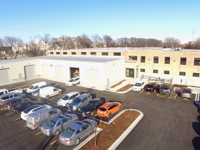 Aerial view of Pioneer office.